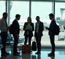 Grupo de pessoas em um aeroporto