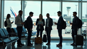 Grupo de pessoas em um aeroporto