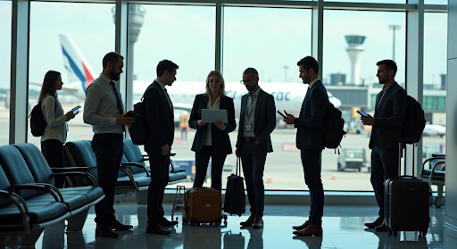Grupo de pessoas em um aeroporto